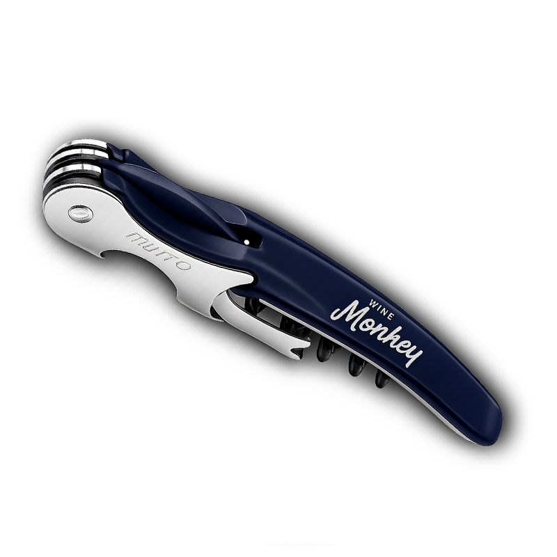 Wine Monkey Blue Corkscrew waiter’s friend bottle opener in navy blue