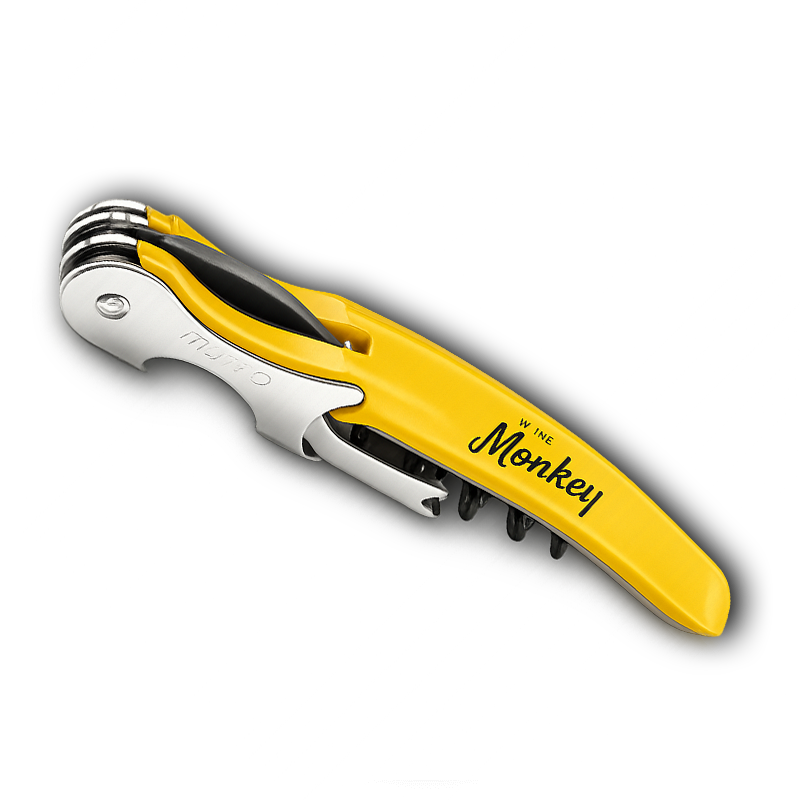Wine Monkey Yellow Corkscrew waiter’s friend bottle opener in Yellow