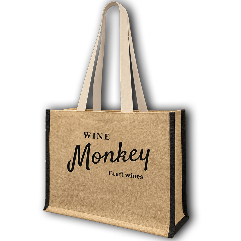 Wine Monkey Classic Jute Bag for carrying wine bottles and shopping
