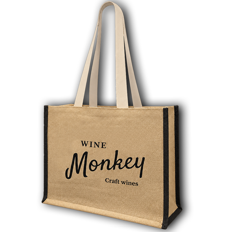 Wine Monkey Classic Jute Bag for carrying wine bottles and shopping